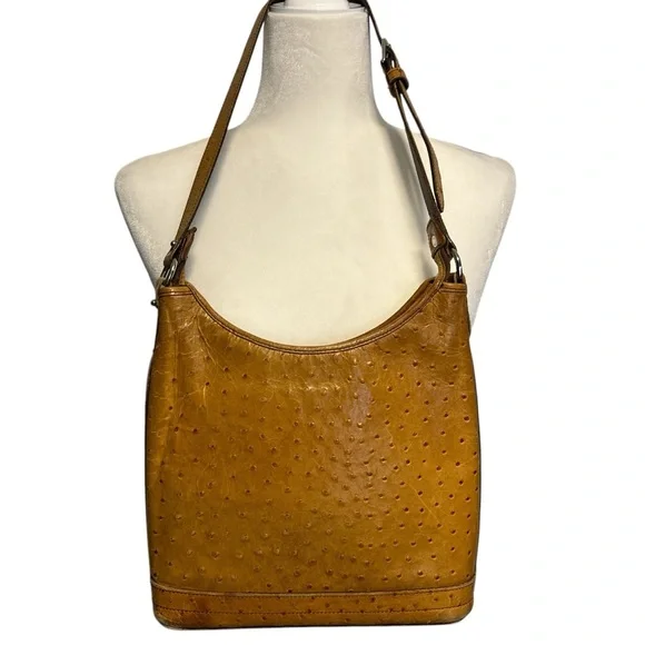 Vintage Y2K Dooney & Bourne Small Hobo Bag Ostrich - Picture 1 of 4